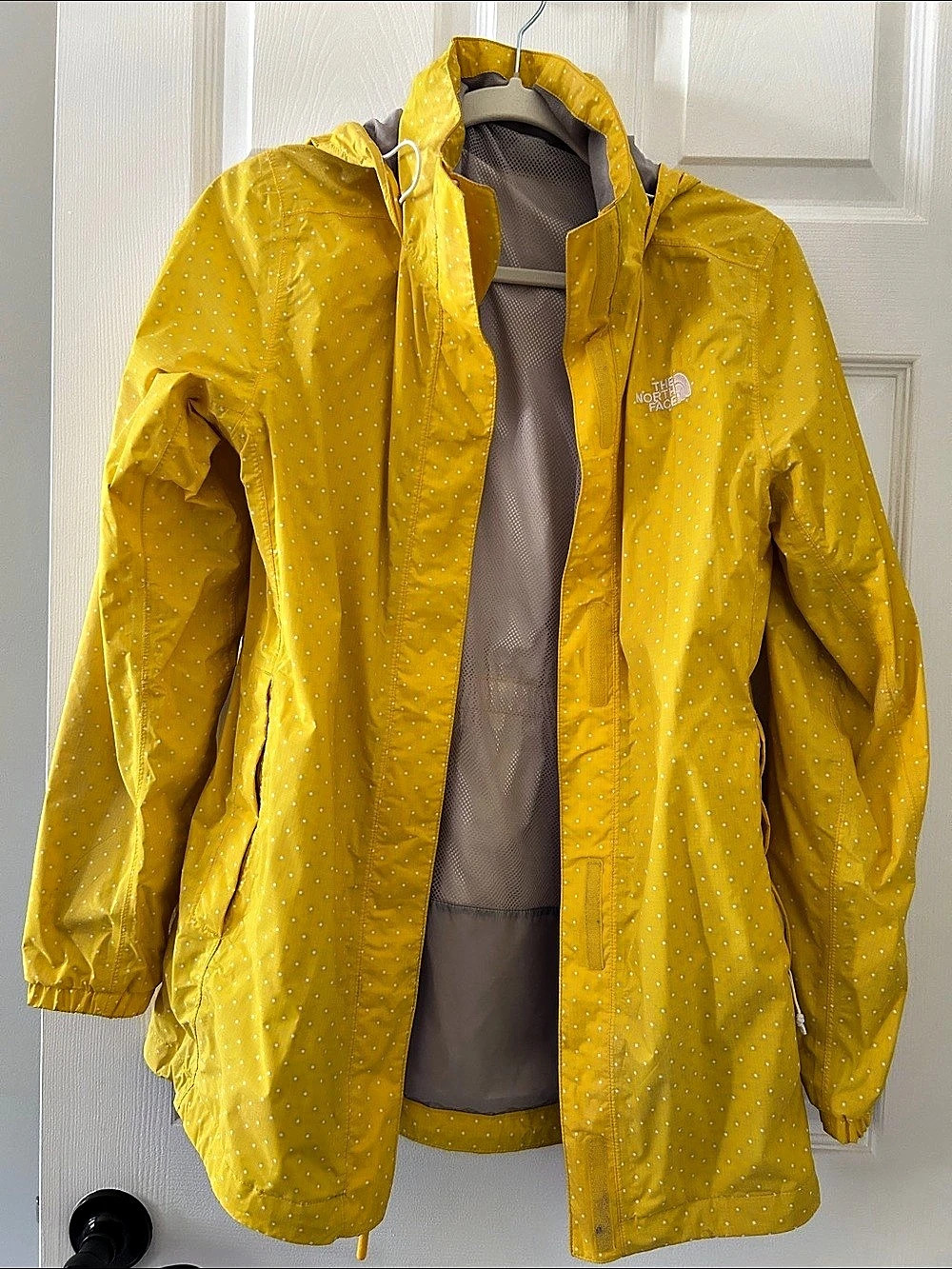 The North Face Women's Polka Dot Rain Jacket Yellow Small Like New